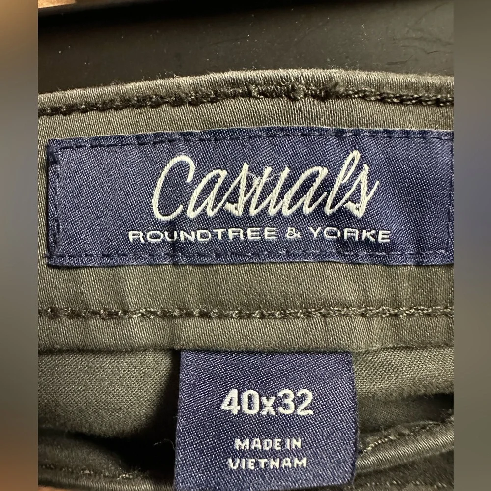 Roundtree Yorke Casuals Pants Mens Beige Khaki 5 Pocket Size 40x32